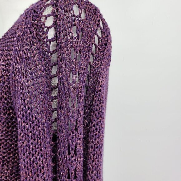 Lucky Brand Sparkle Purple Metallic Mix Chiffon Long Sleeve Sweater - Picture 6 of 16